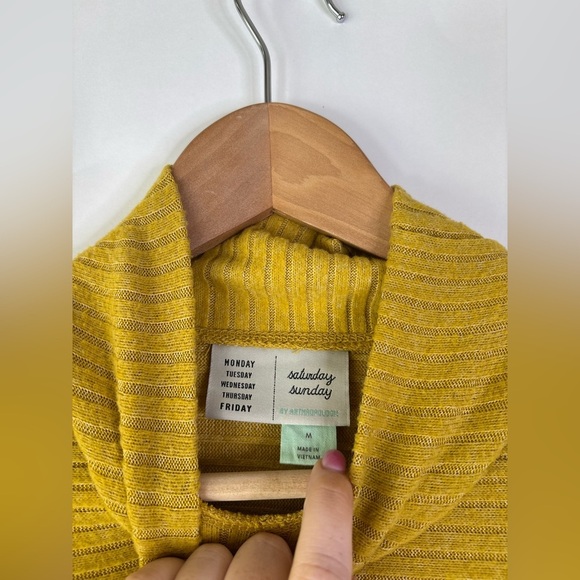 Anthropologie Saturday Sunday Mariah Ribbed Midi Knit Dress Yellow size Medium - Picture 5 of 10